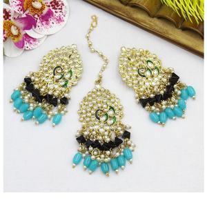 Pendientes Meenakari Kundan cuentas coloridas estilo indio calidad premium jumkha Bali pendientes de Aro para mujer pendiente Earchain - Product Image 1