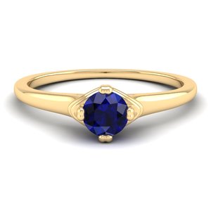 Anillo de Compromiso Exclusivo REYES de Plata de Ley 925 con Moissanita, Alta Calidad, Corte Redondo, 0.5 Quilates, Gema de Zafiro Azul - Product Image 6