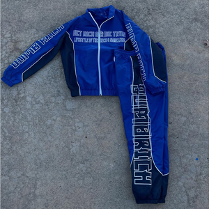 Custom Printed Summer Nylon/Polyester Tracksuit Windbreaker Jacket Zipper Track Sweatpants 2-Piece Set Waterproof Unisex - Product Image 3