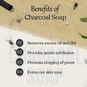 สบู่ถ่านกัมมันต์ธรรมชาติพร้อมน้ำมันทีทรีสำหรับทำความสะอาดล้ำลึกและรักษาสิว - Product Image 3