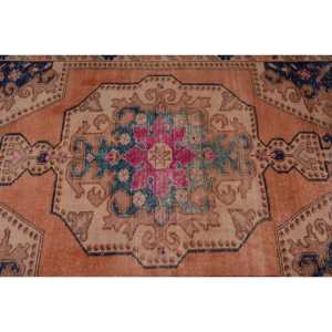 Tapis turc, tapis vintage 4,1x7,2 pieds, tapis en laine à pois orange - Product Image 5