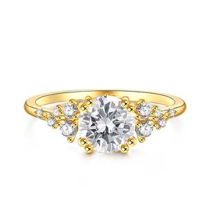 แหวนเพชรทรงคลัสเตอร์เคลือบทอง 18K ยี่ห้อเจลูเลีย - แหวนเงินแท้สไตล์โรแมนติก - Product Image 1