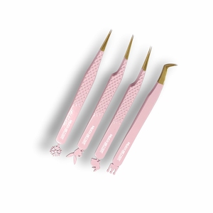 Pinzas para pestañas de acero inoxidable con mango de diamante de alta precisión, diseño inferior personalizado, método de pellizco, pinzas para pestañas con punta de fibra - Product Image 3