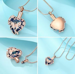 Colliers d'urne papillon en métal pour cendres Bijoux d'urne pour cendres humaines pour femmes Collier de crémation de coeur pour cendres Taille personnalisée - Product Image 3
