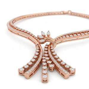 Collier Lol classique pour femme en or plaqué 14 carats avec diamant naturel, design créatif, sertissage pavé, cadeau unique, bijoux de fiançailles - Product Image 3