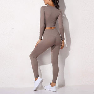 Conjunto de Yoga de Talla Grande de Poliéster y Elastano de Secado Rápido para Mujer, Leggings de Gimnasio, Conjuntos de Sujetador Deportivo Transpirable, Ropa Deportiva, OEM Personalizado - Product Image 4
