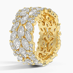 Exquis 925 argent large bande déclaration bague Marquise Moissanite diamant Floral feuille Design femmes mariage anniversaire cadeau - Product Image 5