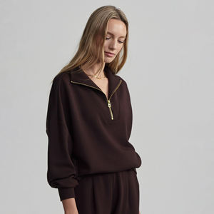 100% Cotton Custom Fleece Half Zip Pullover Quarter Zip Sweatshirt Oversized Long Sleeve Hoodie Women Plus Size Winter Feature - Product Image 2