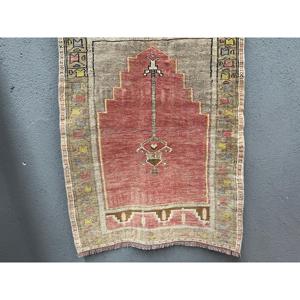 Tapis turc vintage 2,7 x 3,7 pieds, petit tapis, tapis en laine rouge brun ombré - Product Image 2