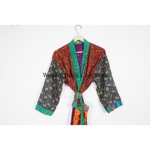 Kimono de Seda Elegante con Estampado Floral para Mujer, Manga Larga, Estilo Bohemio, para Verano, Ropa de Dormir - Product Image 2