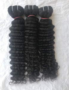 Extensions humaines vierges indiennes de qualité Remy 20 ''Deep Wave Bundles Soft Single Donor 1B Indian Supplier 100% - Product Image 2