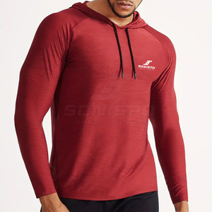 Sweat-shirts de sport à capuche pour hommes, compression, logo personnalisé, séchage rapide, respirant, motif uni, poche, teinture unie, pour l'hiver et les activités de plein air - Product Image 4