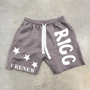 Short de basket-ball pour hommes Patch brodé personnalisé Logo Gym Sports Blank Sun Faded Sweat Washed Athletic Wear - Product Image 5