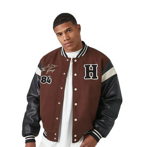 Chaqueta Universitaria de Lana de Alta Calidad, Bordado Personalizado, Mangas de Cuero a la Moda, Secado Rápido, Ropa Casual - Product Image 1