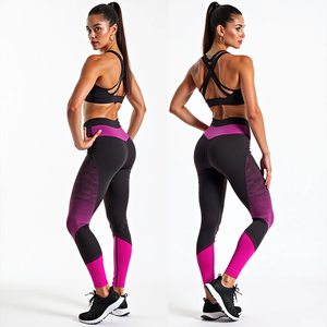 Conjunto de Yoga de talla grande personalizado de otoño para mujer transpirable LICRA/poliéster cómodo logotipo frontal patrón elegante de calle de longitud completa - Product Image 4