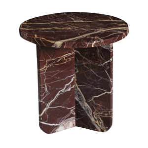 Mesa Auxiliar Moderna Hecha a Mano con Base de Mármol Rojo Natural, Estilo Minimalista de Lujo para Dormitorio, Mesa de Noche Estilo Rústico, Mueble para Sala de Estar - Product Image 3