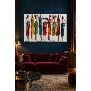 Impression sur toile de femmes africaines portant des paniers dans des robes colorées - Product Image 5