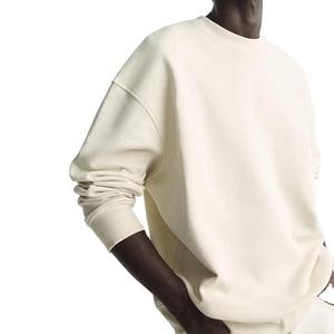 Sudadera de cuello redondo personalizada 100% algodón para hombre, ropa informal de gran tamaño con hombros caídos, sudaderas con capucha de cuello redondo - Product Image 1