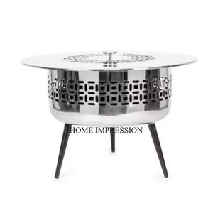 Chauffage Dallah en métal plaqué couleur argent au look attrayant avec support de couleur noire Ustensiles de cuisine de forme ronde faits à la main Chauffage Dallah - Product Image 6