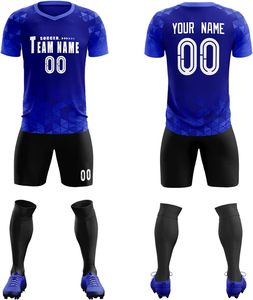 ชุดเสื้อฟุตบอลผู้ชายชุดเครื่องแบบฟุตบอลสีน้ำเงินเข้มเสื้อฟุตบอลพิมพ์ชื่อดิจิตอลระบายอากาศได้ - Product Image 1