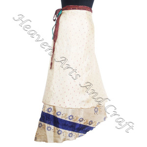 Jupes Vintage Art Soie Réversible Magique Soie Soie Rajasthani Magique Wrap Jupe Indien D'été Porter Vintage Long Enveloppant - Product Image 4