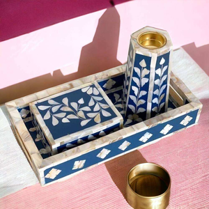 Juego de Caja y Bandeja para Quemador de Incienso Mubkhar con Incrustaciones de Madreperla, Regalo Árabe para Ramadán, Duradero y Ecológico - Product Image 6