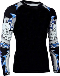 Maillot de compression MMA BJJ à manches courtes unisexe personnalisé en spandex Rashguard Vêtements de combat Nogi Entraînement Chemises imprimées par sublimation 240g - Product Image 5