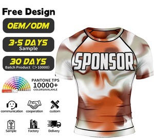 Camiseta de Compresión Personalizada ODM para Gimnasio, de Manga Corta, de Poliéster, que Absorbe la Humedad, Sublimada, para Judo, Boxeo y Lucha - Product Image 1