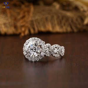 แหวนเพชรทรงกลม3.26 TDW สีทองขาว18K ลายรัศมีหิน cvd/hpht Lab สำหรับงานหมั้นงานแต่งงานหรือของขวัญ - Product Image 2