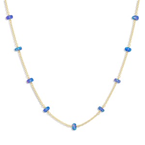 GOODSTONE, collar de cadena de Plata de Ley 925 para mujer, cuentas de ópalo azul Natural, chapado en oro, 18 tamaños, joyería de piedra natal, bodas - Product Image 1