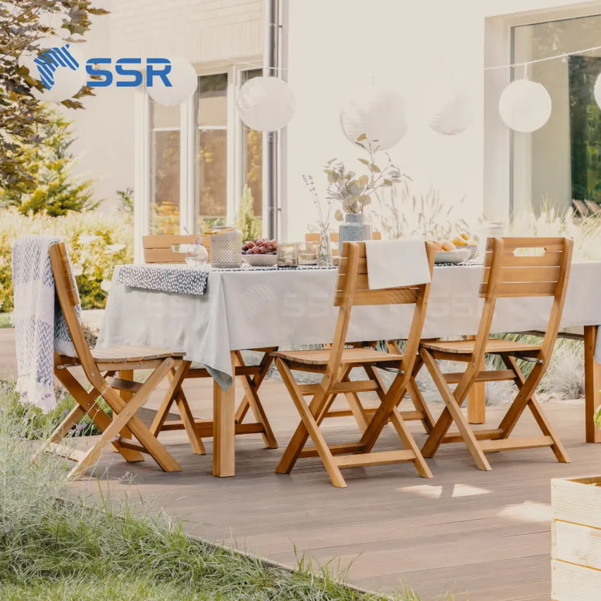 SSR VINA - Holztisch-Set für den Außenbereich - Holz-Outdoor-Stuhl Klapptisch Klappstuhl für Gartenfurniture