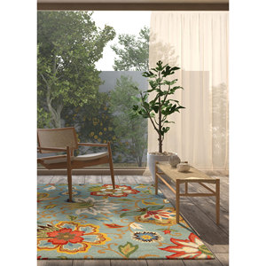 Alfombra de Lana Azul Hacienda, Tejida a Mano, con Diseño Floral, para el Hogar, Sala de Estar, Pasillo, Entrada, 9x12, Grosor de 10 mm, Alfombras Jaipur EU - Product Image 5