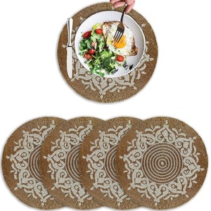 Perles de verre décoratives de Rangoli doré de forme circulaire de haute qualité Tapis de tapis de conception indienne fabriqués à la main Exportateur indien - Product Image 2