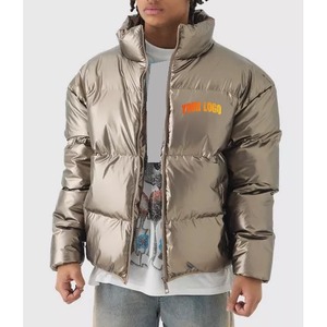 Vente en gros de vestes d'extérieur à col montant de couleur métallique brillante pour hommes, vestes chaudes, nouveautés, meilleures, nouvelles vestes brillantes pour hommes - Product Image 1