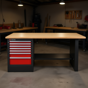 Banc de travail en bois Facom de 2,2 m avec 7 tiroirs hauts et armoire à outils - Product Image 3