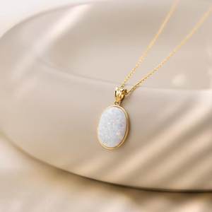 <b>Opal</b> Stone Oval Cut 10x14mm <b>Pendant</b> 925 Sterling Silver 14K Gold Plated Fine Jewelry Women Girls Wholesale Bulk Engagement - Product Image 1