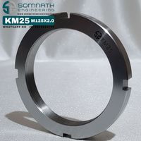 Écrou de blocage de roulement auto-serrant entièrement fileté de précision CLASSE 4 KM25, métrique, en acier inoxydable, pour manchon adaptateur d'arbre