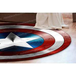 Alfombra de Capitán América, Regalo para Niño, Alfombra con el Escudo de Capitán América, Alfombra de Película, Alfombra de Chenilla - Product Image 3