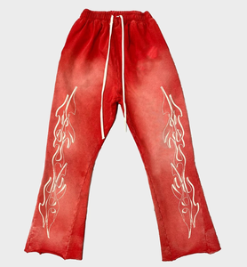 Pantalon de survêtement évasé vintage délavé à l'acide, coton délavé au soleil personnalisé, imprimé strass, streetwear, grande taille, maternité, respirant - Product Image 6