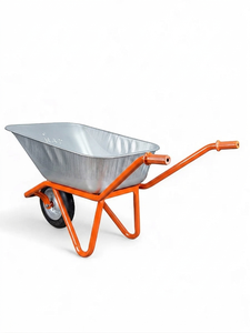 Industrial 100L Galvanized Steel <b>Wheelbarrow</b> Orange Chassis Heavy Duty Pneumatic Tyre Strong Frame for Jobsite Use - Product Image 6