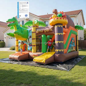 Castillo Hinchable Comercial Tema Dinosaurio con Tobogán y Obstáculos para Alquiler Fiestas Exteriores Mayorista - Product Image 1