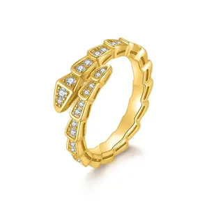 แหวนเงินแท้ S925 ดีไซน์งูคลาสสิกสุดพิเศษ ประดับเพชรโมอิสซาไนต์ VVS1 เต็มวง ปรับขนาดได้ เหมาะสำหรับงานแต่งงาน สำหรับผู้หญิง - Product Image 6