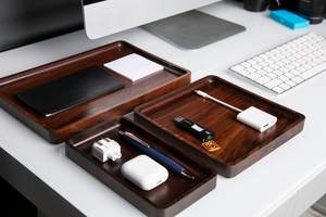 Bandejas modernas de madera de nogal. Diseño modular apilable. Organizador de bandeja Catch All Valet. Hecho a mano en Portland USA - Product Image 4