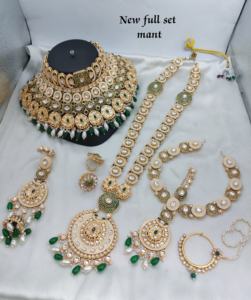 TRADITIONAL & FANCY ANTIQUE DESIGNER BRIDAL <b>JEWELLERY</b> GOLD PLATED and CZ ZIRCON BRIDAL WEDDING NECKLACE <b>SET</b> and FORWOMEN & <b>GIRL</b> - Product Image 1