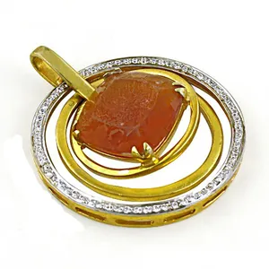 Pendentif en cornaline plaqué or fin pour femme, cadeau de bijoux - Product Image 2