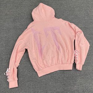 Logo personnalisé Fabrication de vêtements Personnalisé Luxe Bling Bling Strass Survêtement Surdimensionné Style ample Sweat à capuche avec fermeture éclair Hommes - Product Image 5