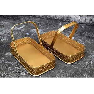 Iron Handmade Eco-Friendly Modern Flowers <b>Basket</b> Fruits Storage Container High Quality Customize Wholesale Metal Square <b>Handle</b> - Product Image 2