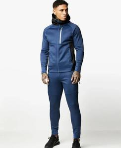 Full Zip Up Hoodies Hombres Poliéster Tech Fleece Stripe Chándal Ropa deportiva Jogger Sweatsuit Hombres Chándal al por mayor - Product Image 1