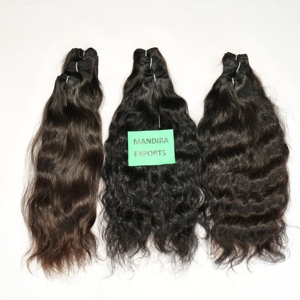 100% Remy Cuticle Aligned Virgin Black Double Weft Wavy Machine Double Weft Wavy Bundles Vietnamese Temple Human <b>Hair</b> Extensions - Product Image 2