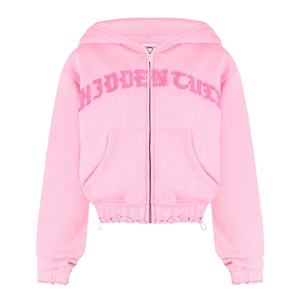 Ensemble de survêtement d'été personnalisé, décontracté, sexy, vintage, pour femmes, en coton éponge française délavé, sweat à capuche zippé 2 pièces - Product Image 2